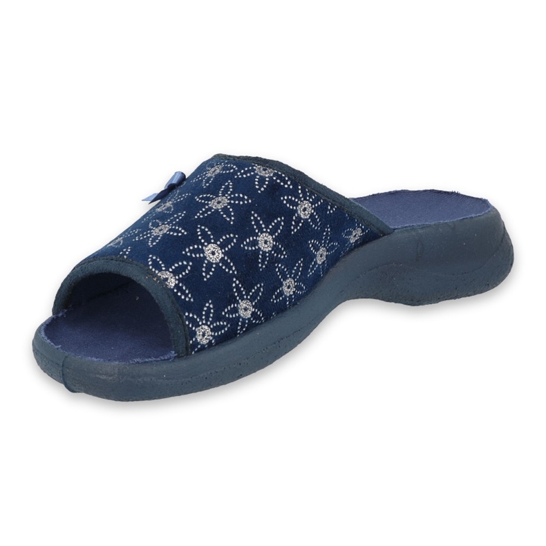 Zapatillas de mujer Befado 442d195 Flores azul marino con circones 1 Zapatillas de mujer Befado 442d195 Flores azul marino con circones 1