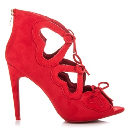 Vices Sandalias de mujer con cordones rojo 7