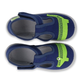 Zapatillas para niños de Befado con un cocodrilo 531p083 azul marino verde 3