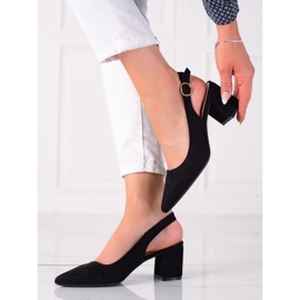 SHELOVET Zapatos negros con tacón abierto 1
