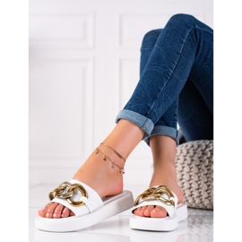 SHELOVET Zapatillas de moda con cadena. blanco 2
