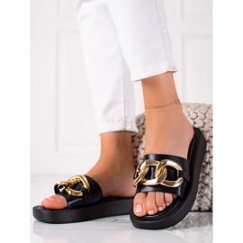 SHELOVET Zapatillas de moda con una cadena negro 3