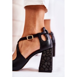Sandalias De Cuero De Moda En Un Bar Maciejka 05513-01 Negro 4