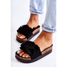 PS1 Pantuflas De Mujer En Ante Con Adorno Nemis Negro 4