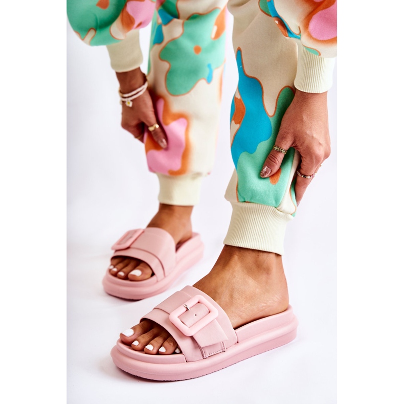 Pantuflas De Mujer Con Hebilla Rosa Devia 2