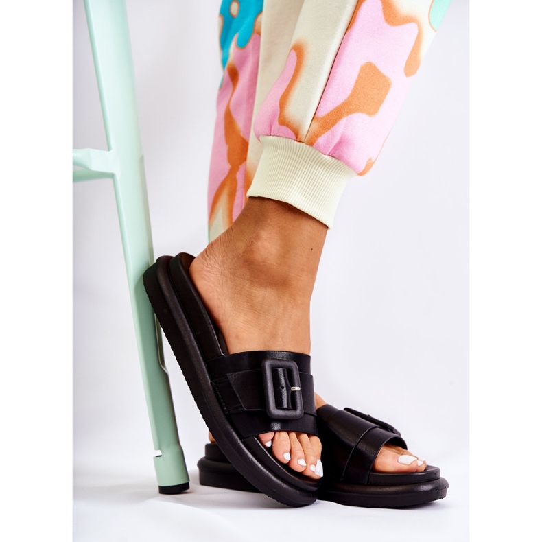 Pantuflas De Mujer Negras Con Hebilla Devia negro 2