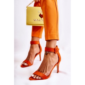 Sandalias De Mujer De Ante Con Tacón Naranja Marconi 3