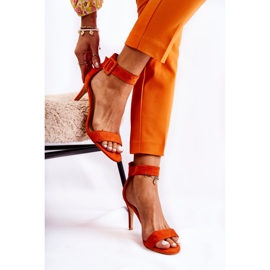 Sandalias De Mujer De Ante Con Tacón Naranja Marconi 6