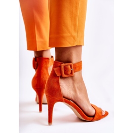 Sandalias De Mujer De Ante Con Tacón Naranja Marconi 5