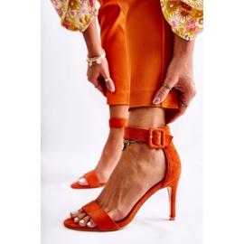 Sandalias De Mujer De Ante Con Tacón Naranja Marconi 4