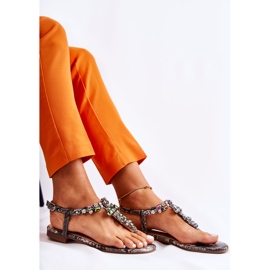 PG2 Sandalias Mujer Chanclas Con Zirconia Cúbica Gris Ivanne 8