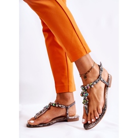 PG2 Sandalias Mujer Chanclas Con Zirconia Cúbica Gris Ivanne 5