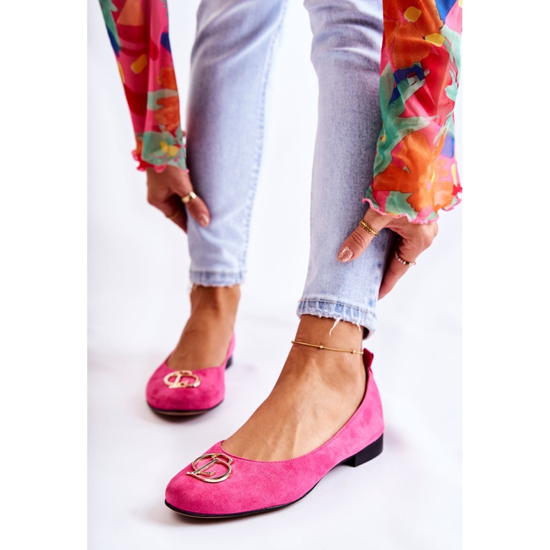 Bailarinas Mujer Ante Con Adorno Nicole 2746 Fucsia rosa 1