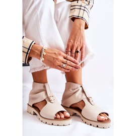 Sandalias Mujer Piel Con Cremallera Nicole 2748 Beige marrón 4