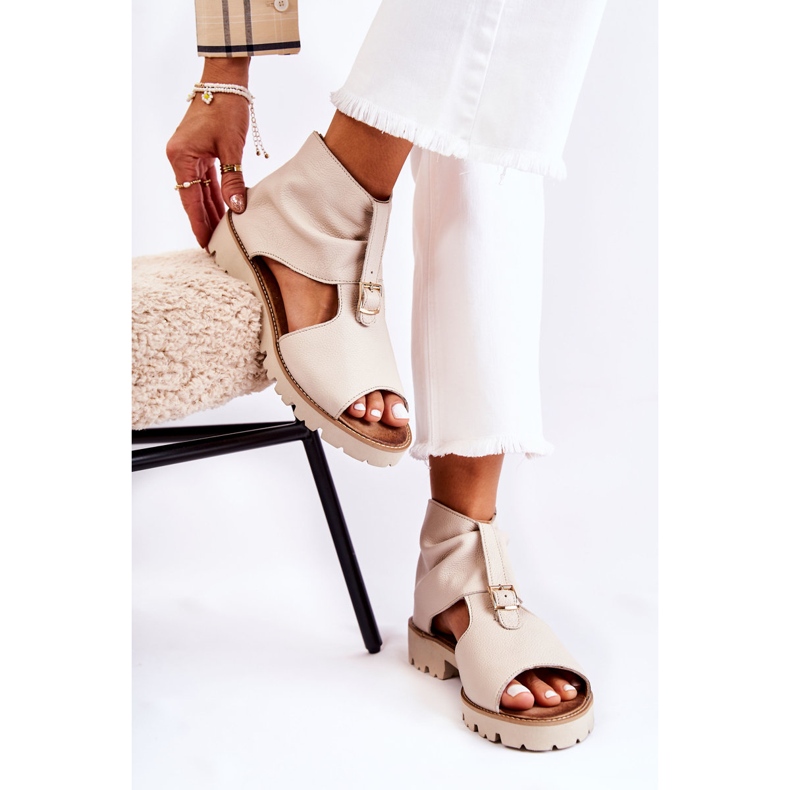 Sandalias Mujer Piel Con Cremallera Nicole 2748 Beige marrón 2