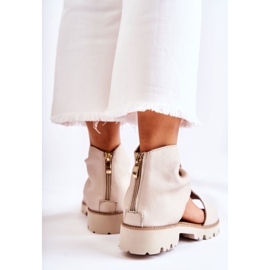 Sandalias Mujer Piel Con Cremallera Nicole 2748 Beige marrón 5