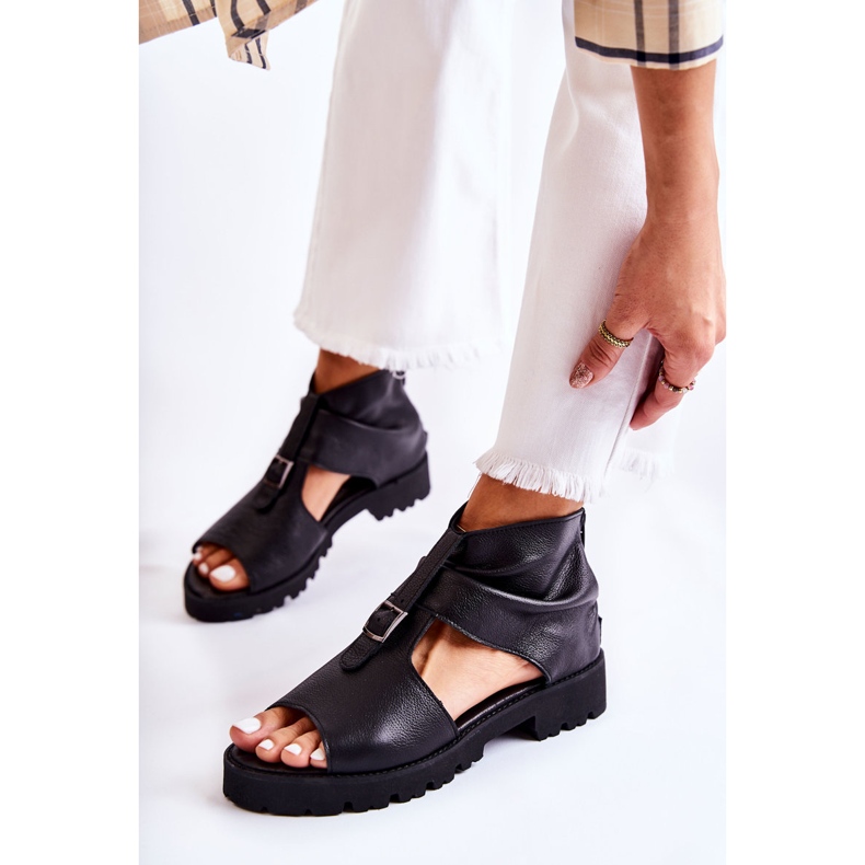 Sandalias Mujer Piel Con Cremallera Nicole 2748 Negro 2
