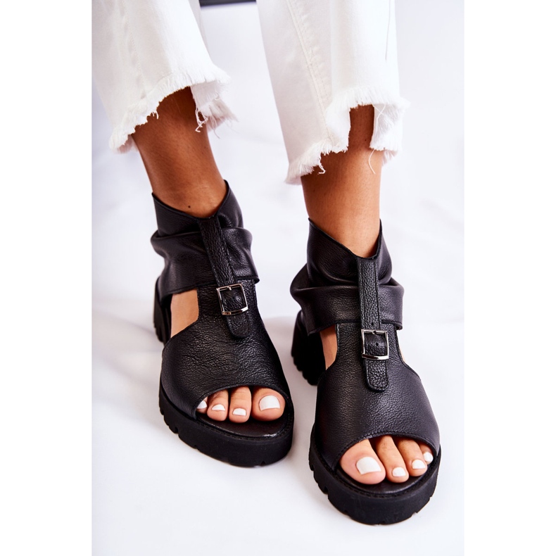 Sandalias Mujer Piel Con Cremallera Nicole 2748 Negro 1
