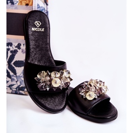 Babucha Mujer Piel Con Adorno Nicole 2726 Negro 4