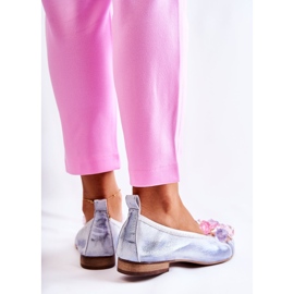 Bailarinas Mujer Piel Con Cristales Nicole 2749 Blanco-Azul 7