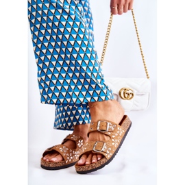PG1 Babuchas Dalvio Ante Marrón Con Strass 3