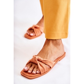 Pantuflas Lorrie naranja de gamuza de moda para mujer 1