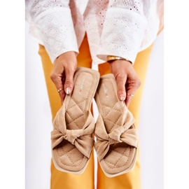 PG1 Pantuflas Lorrie beige de ante a la moda para mujer 4