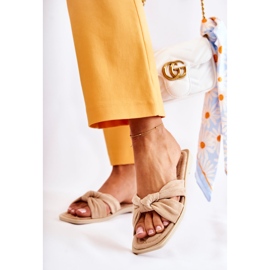 PG1 Pantuflas Lorrie beige de ante a la moda para mujer 3