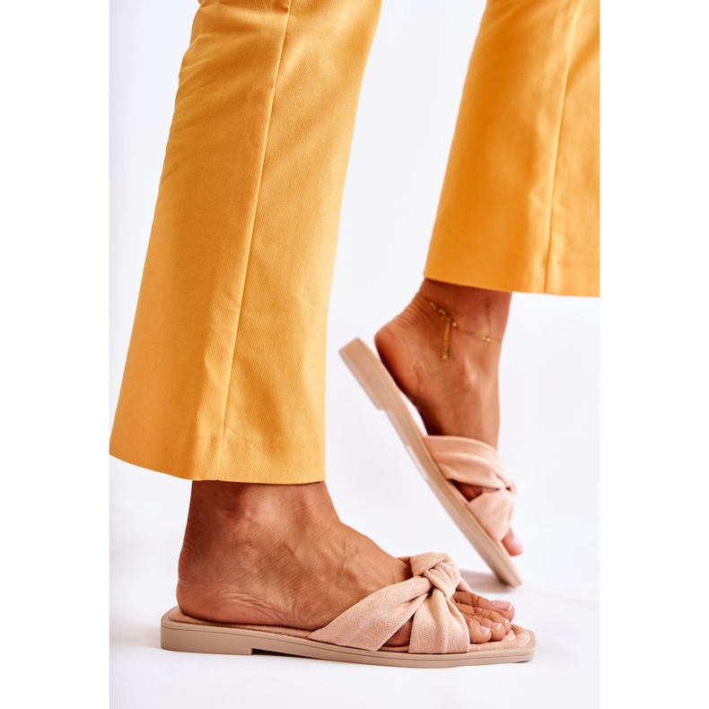 PG1 Pantuflas Lorrie de ante nude a la moda para mujer beige rosado 2