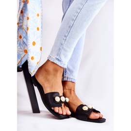 PG1 Pantuflas Tacoma De Mujer Negras Con Perlas Decorativas negro 2