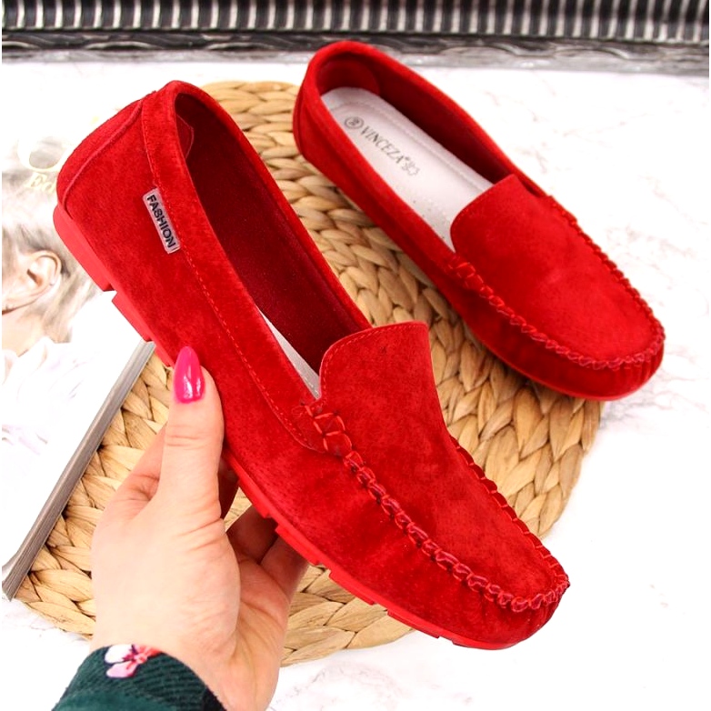 Mocasines De Cuero Rojo En Vinceza 1