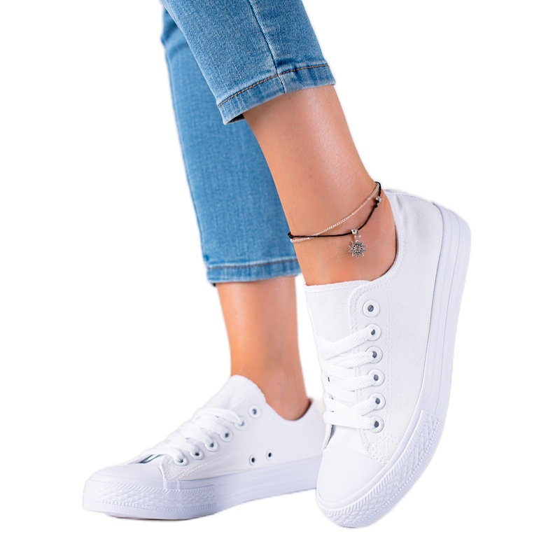 SHELOVET Zapatillas clásicas de mujer blanco 2