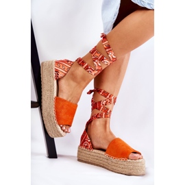 FB2 Sandalias Cuña Ante Naranja Livia 2