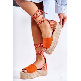 FB2 Sandalias Cuña Ante Naranja Livia 3