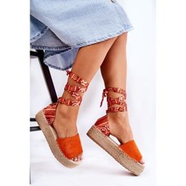 FB2 Sandalias Cuña Ante Naranja Livia 4