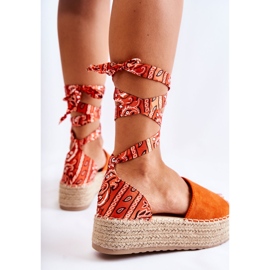 FB2 Sandalias Cuña Ante Naranja Livia 5