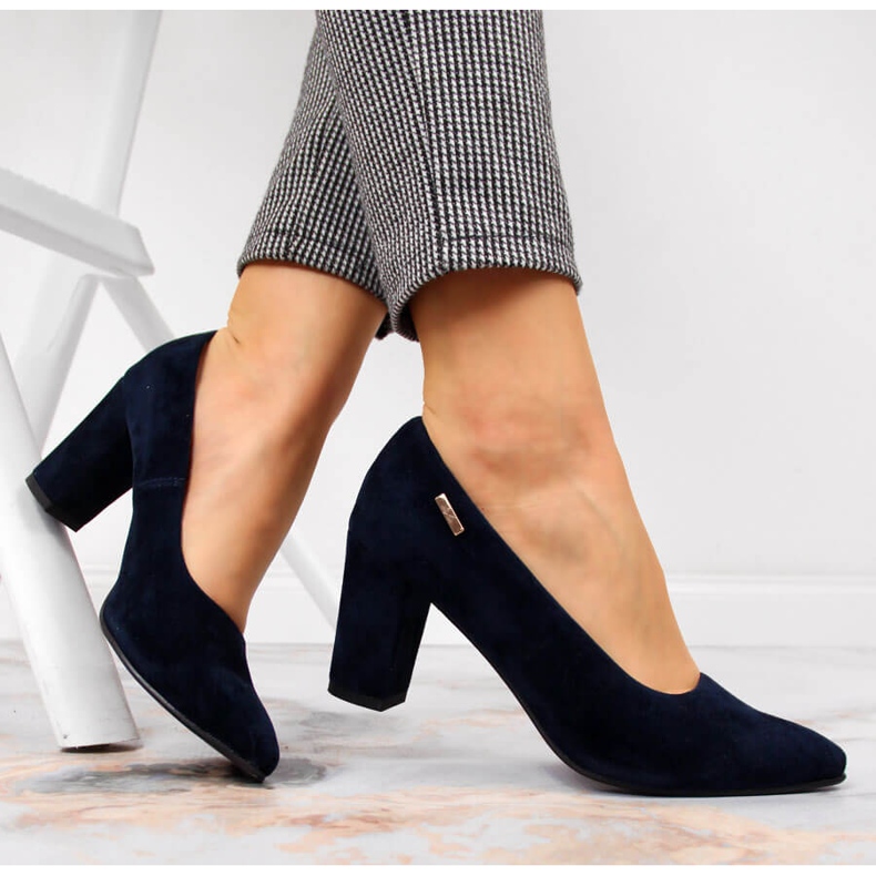 Zapatos de salón para mujer en el poste azul marino de Monique 1