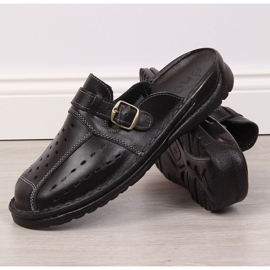 Babuchas EKO hombre piel entera calado negro 3
