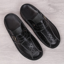 Babuchas EKO hombre piel entera calado negro 4
