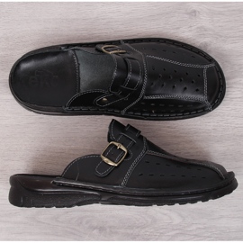 Babuchas EKO hombre piel entera calado negro 5