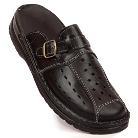 Babuchas EKO hombre piel entera calado negro 1