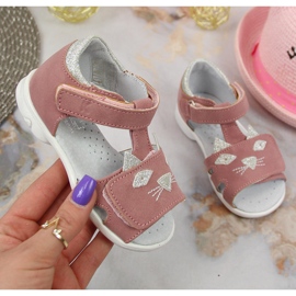 Sandalias niña con velcro gatos rosas Kornecki 6305 rosado 5