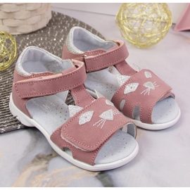 Sandalias niña con velcro gatos rosas Kornecki 6305 rosado 2