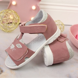 Sandalias niña con velcro gatos rosas Kornecki 6305 rosado 4