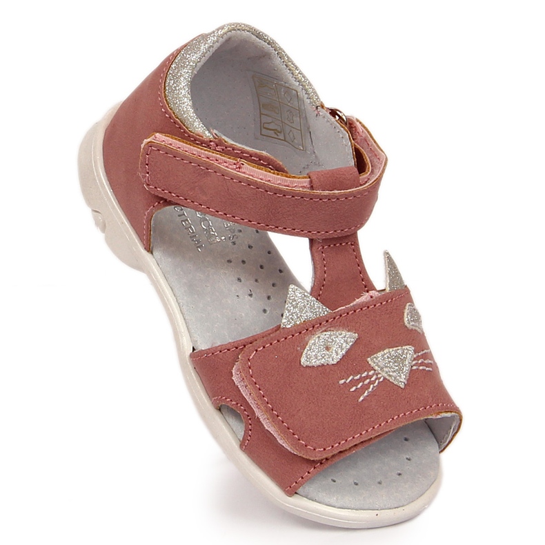 Sandalias niña con velcro gatos rosas Kornecki 6305 1