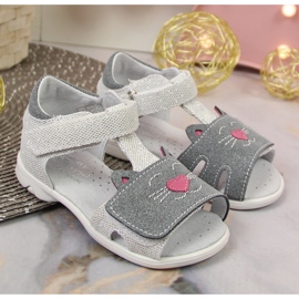 Sandalias niña gatitos con velcro Kornecki 6859 plata gris 3