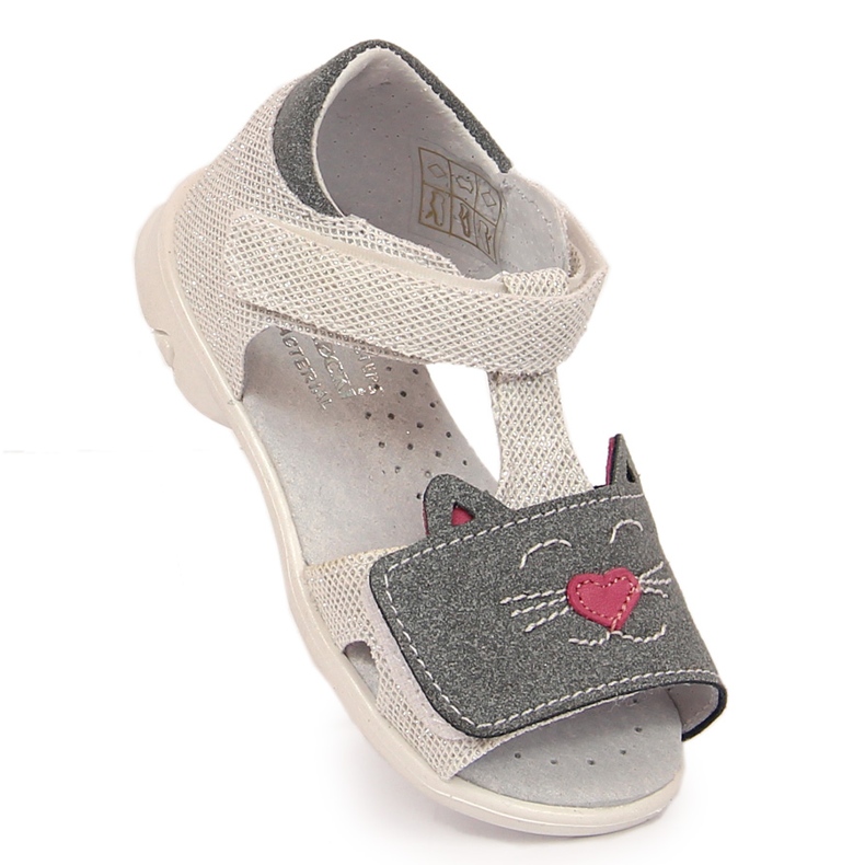 Sandalias niña gatitos con velcro Kornecki 6859 plata gris 1