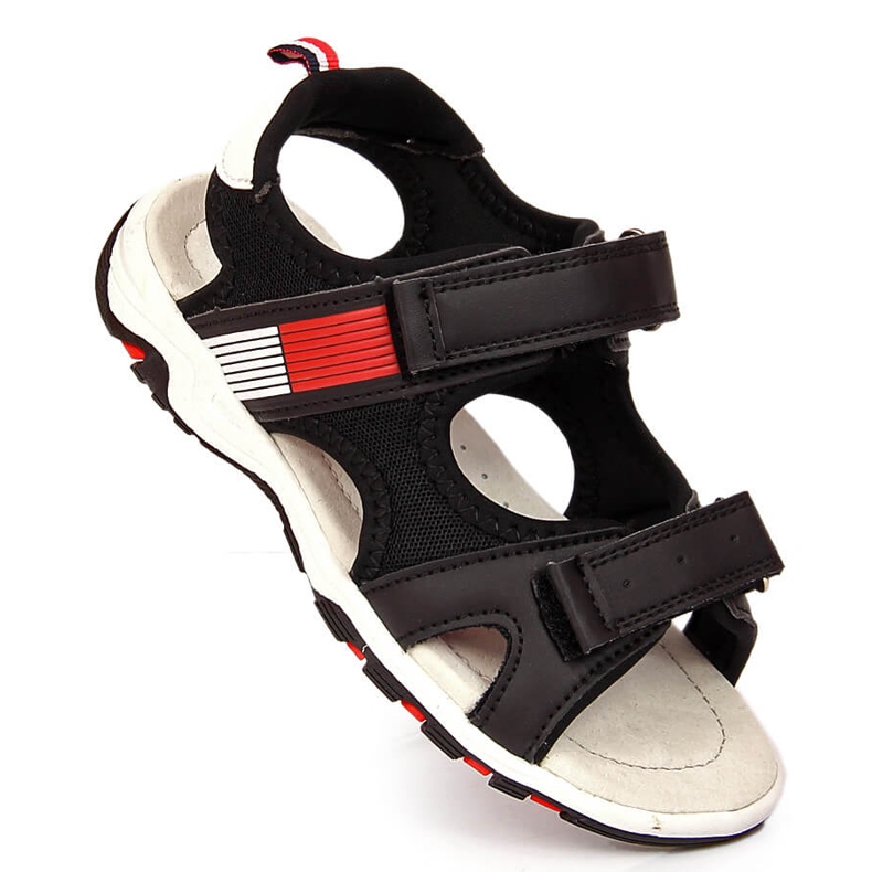 Sandalias de niño American Club negras con velcro negro 1