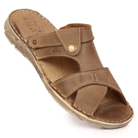 Babuchas EKO de hombre en piel marrón beige 1