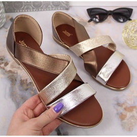 Sandalias de mujer con elástico dorado Jezzi 2